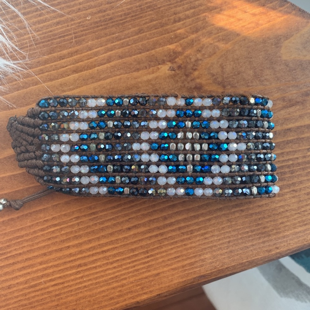 Beaded adjustable bracelet cuff